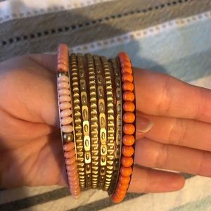 Premier Deisgns Gold and Peach Bangles